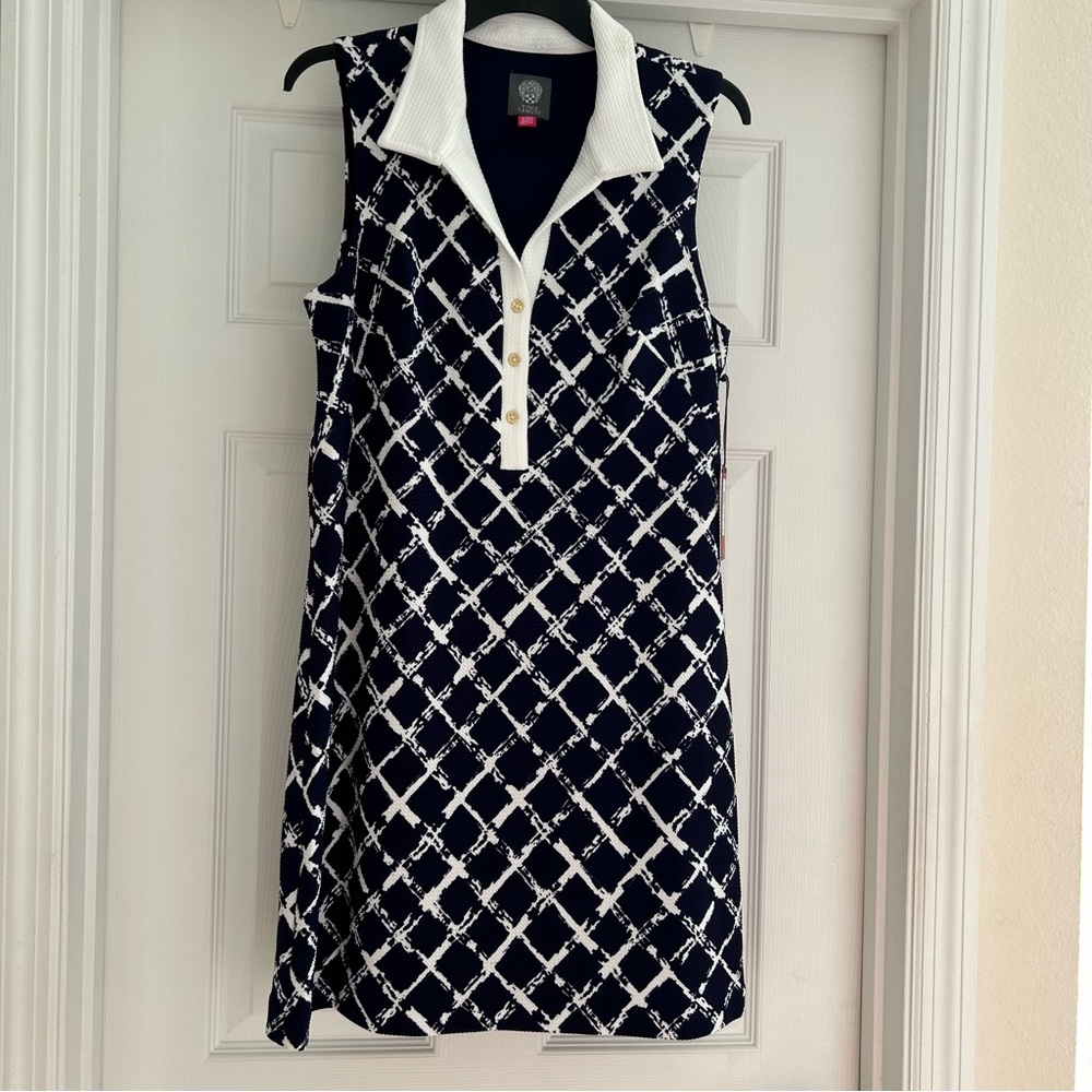 Vince Camuto Navy & White Dress Size 10 🆕